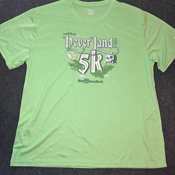 Run Disney Neverland 5K Green Polyester T Shirt Mens 2XL - Picture 2 of 6